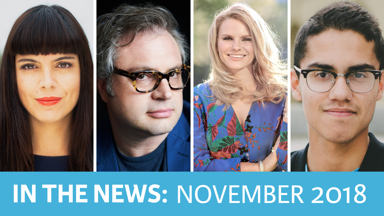 Speakers in the News in November 2018 featuring Lital Marom, Steven Page, Michele Romanow, and Manu "Swish" Goswami