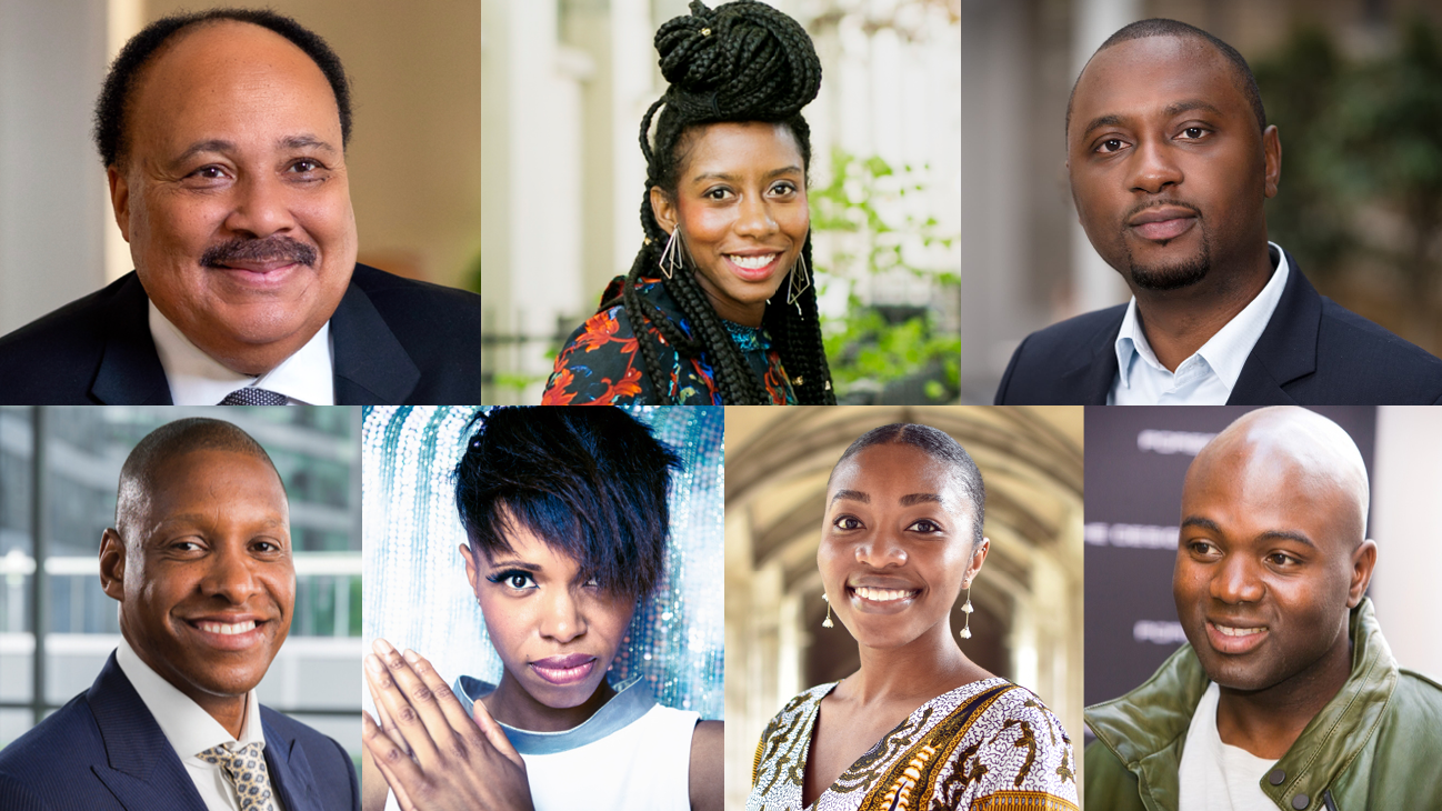 Martin Luther King III, Dr. Hadiya Roderique, Lekan Olawoye, Masai Ujiri, Kellylee Evans, Dr. Chika Stacy Oriuwa, and Orlando Bowen