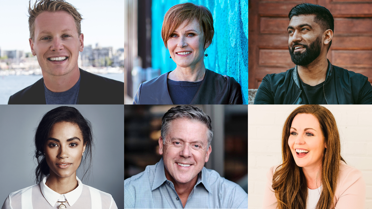 Headshots of Eric Termuende, Pam August, Hamza Khan, Sinead Bovell, Steve Cadigan, and Dr. Robyne Hanley-Dafoe