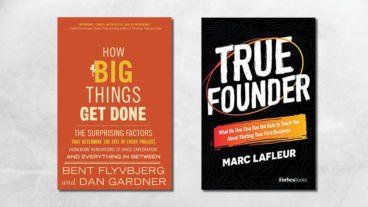 Book covers of How Big Things Get Done and True Founder