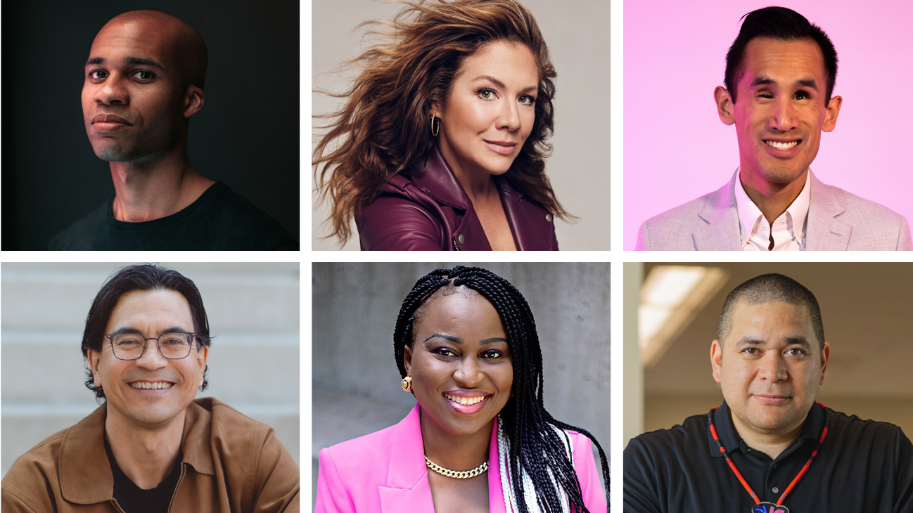 Headshots of Tucker Bryant, Sophie Gregoire Trudeau, Jay Kiew, Duncan McCue, Birgit Umaigba, and Dr. Alika Lafontaine