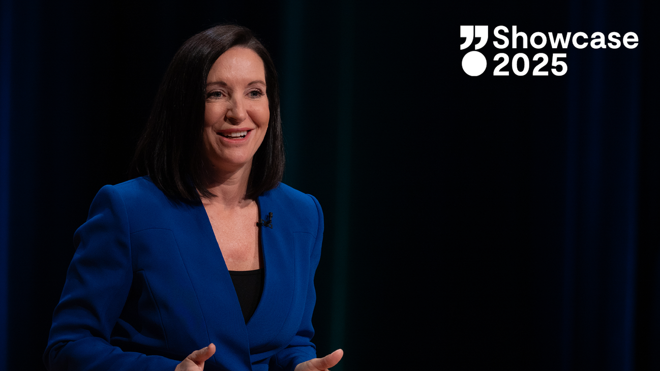 Amanda Lang speaking at Showcase 2025
