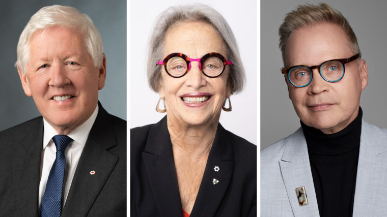 Headshots of Bob Rae, Janice Gross Stein, and Todd Hirsch